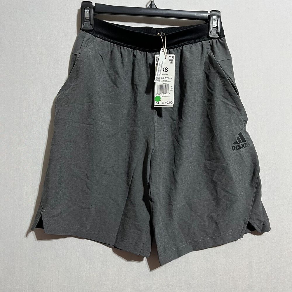 Adidas Axis‎ Woven Shorts Men's XS Gray Logo Training Entrenamiento Drawstring